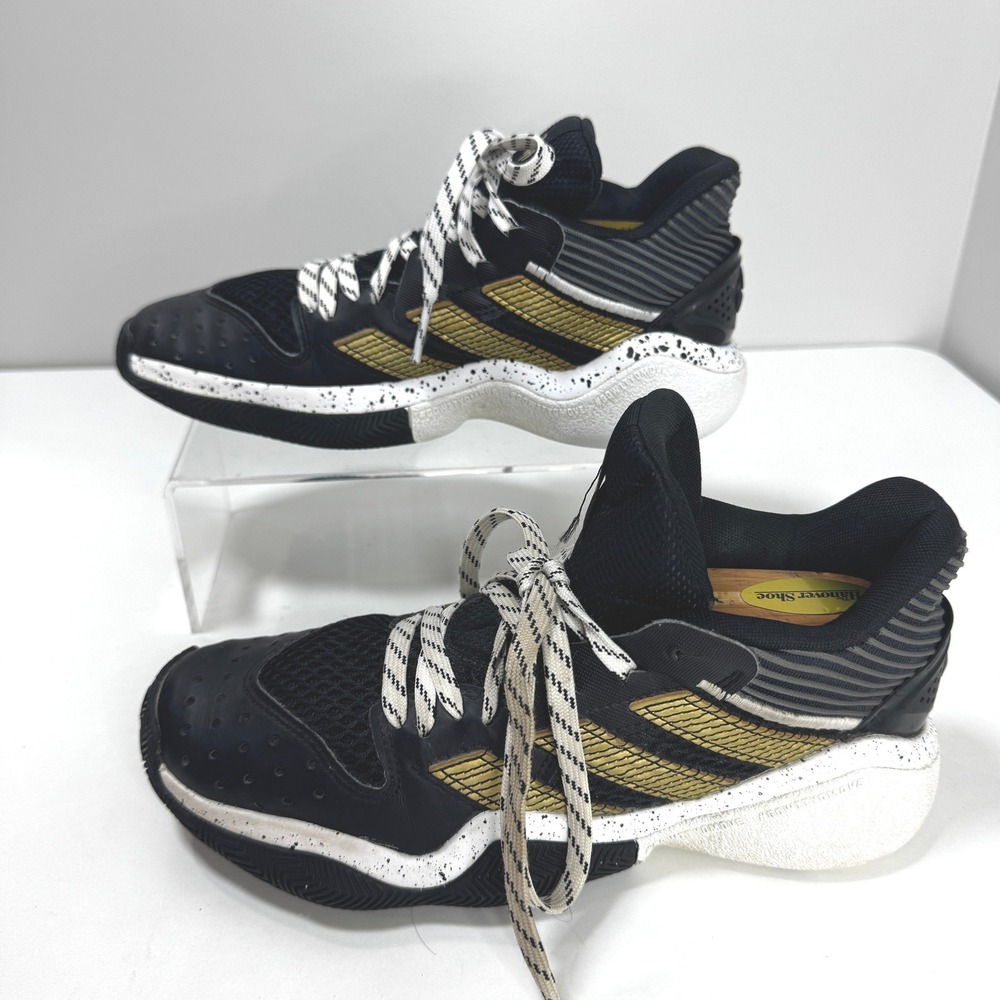 Adidas Harden Stepback 2 Boys Basketball Shoes Black Gold White 5.5Y GZ2952